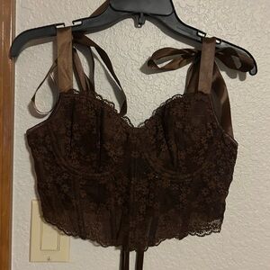 Brown Lace Bustier Top